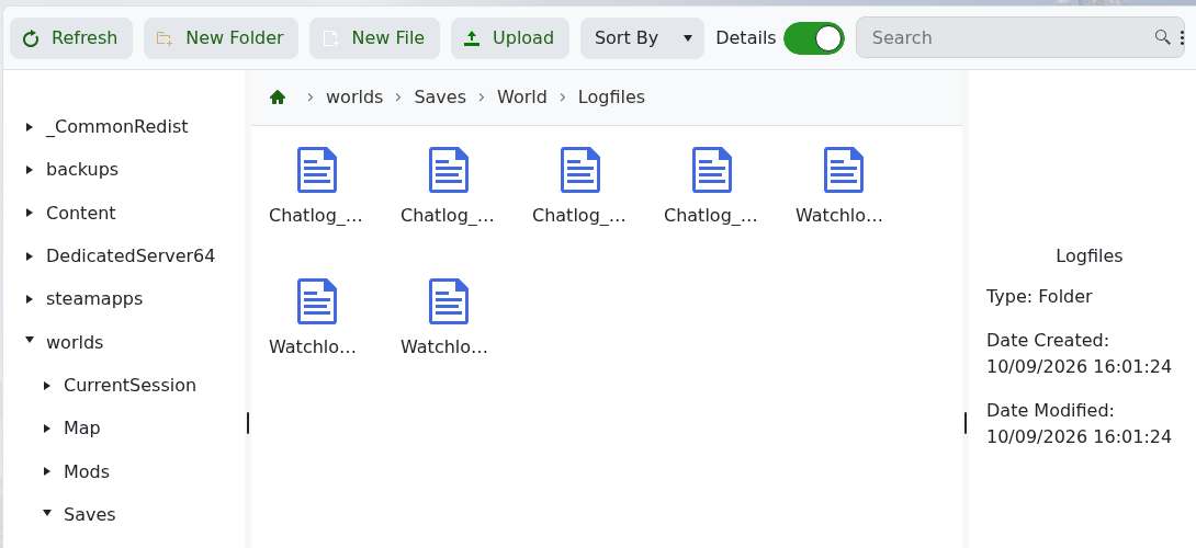 Medieval Engineers Chatlog and Watchlog files in the active world folder