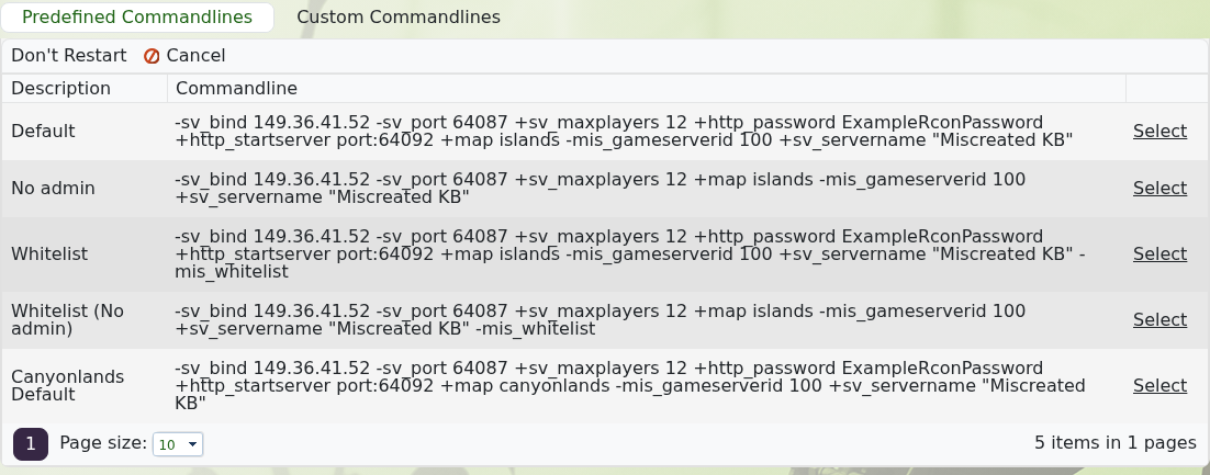 Miscreated Canyonlands Default predefined command line