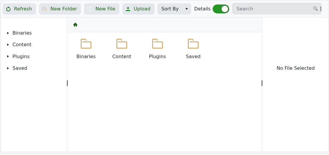Outlaws of the Old West File Manager showing the game root folders