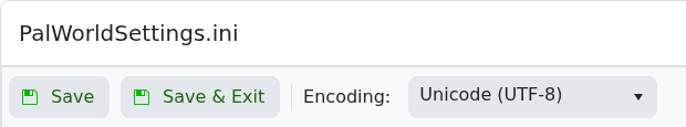 Palworld Config Editor Save and Save Exit buttons