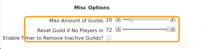 Palworld Config Editor showing guild limit and inactive guild settings