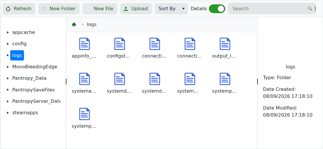 Pantropy logs folder containing output_log.txt