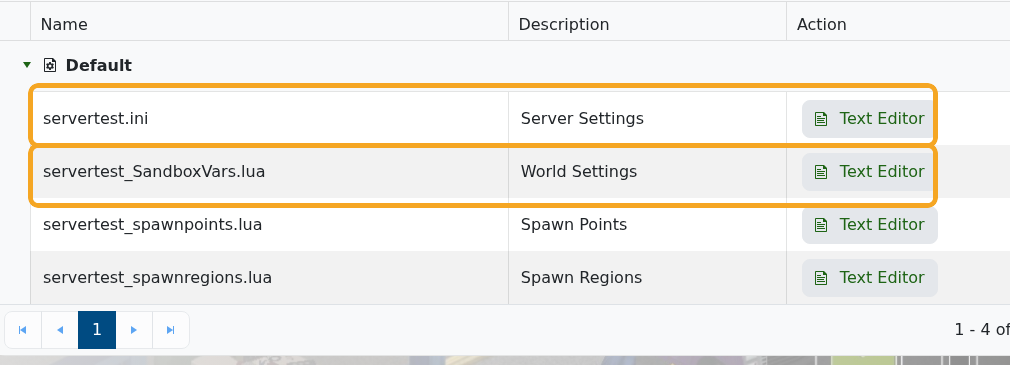 Project Zomboid Configuration Files showing servertest.ini and SandboxVars