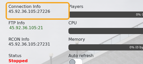 Project Zomboid server Connection Info