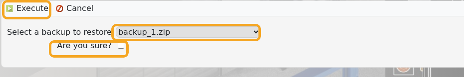 Project Zomboid Restore Backup dropdown and Execute button