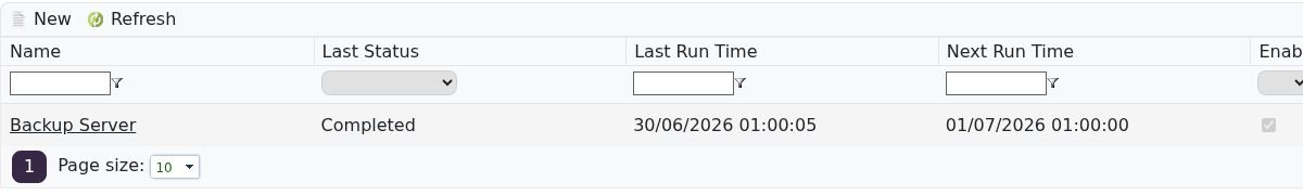 Arma Reforger Scheduled Tasks list showing New button