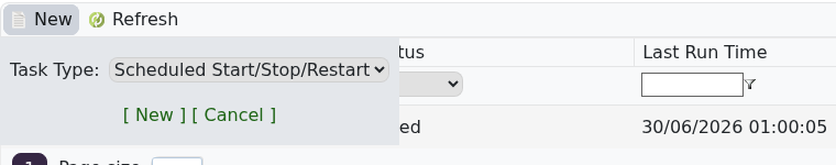 Arma Reforger Scheduled Tasks type set to Scheduled Start Stop Restart