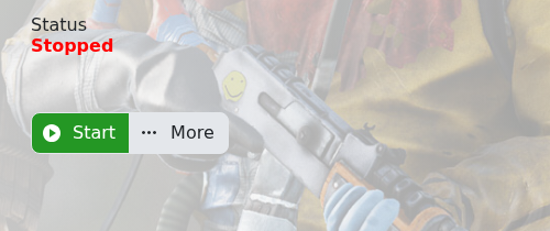 Rust server status and Start button