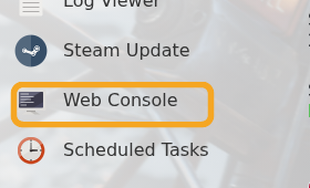 Rust sidebar showing Web Console