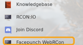 Rust sidebar showing Facepunch WebRCon