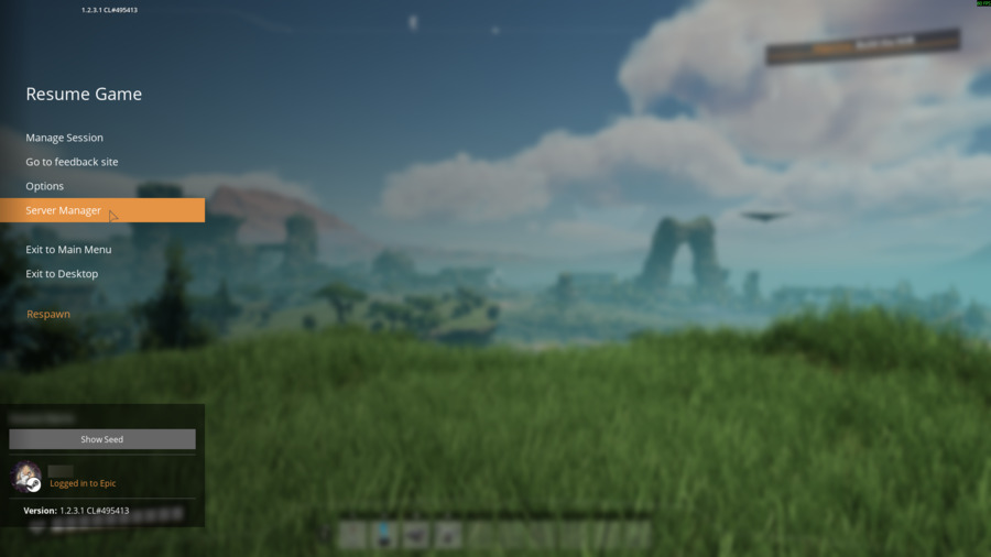 Satisfactory pause menu showing Server Manager