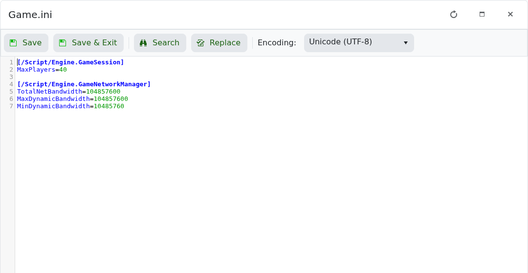 Satisfactory Game.ini Text Editor
