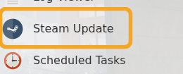 Satisfactory control panel showing Steam Update