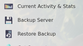 Smalland control panel showing Backup Server and Restore Backup