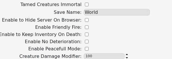 Smalland command-line switches for browser visibility, friendly fire, inventory, deterioration and peaceful mode