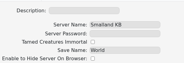 Smalland custom command line showing the Server Password field