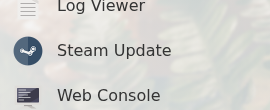 Smalland control panel showing the Steam Update button