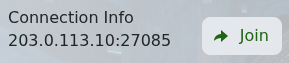 Soulmask server connection information and Join button in TCAdmin
