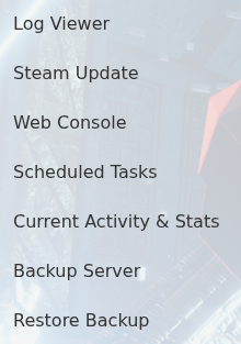 Soulmask Log Viewer, Steam Update, Backup Server and Restore Backup actions in TCAdmin
