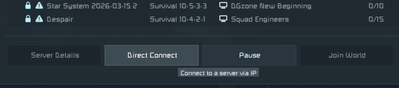 Space Engineers server browser Direct Connect button