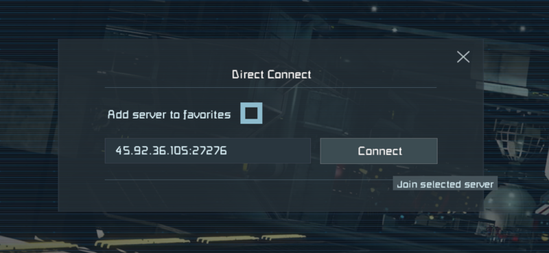 Space Engineers Direct Connect popup with server address