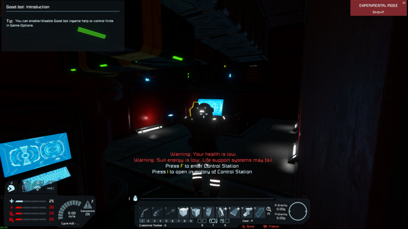 Space Engineers player loaded into the server world