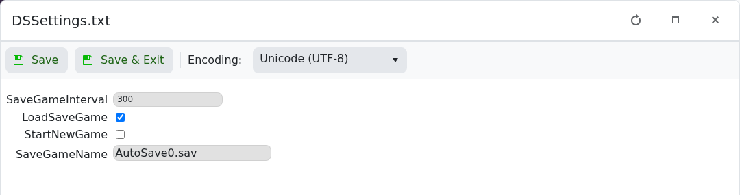StarRupture SaveGameInterval field in the DSSettings configuration editor