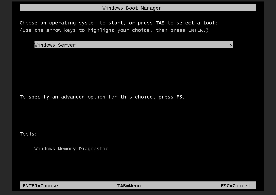 Windows Boot Manager shown in the VPS console during Windows recovery boot