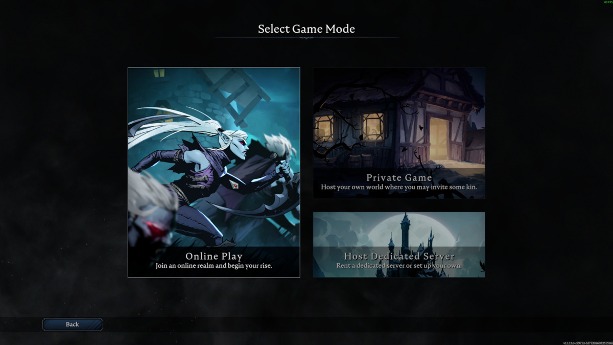 V Rising Select Game Mode screen showing Online Play