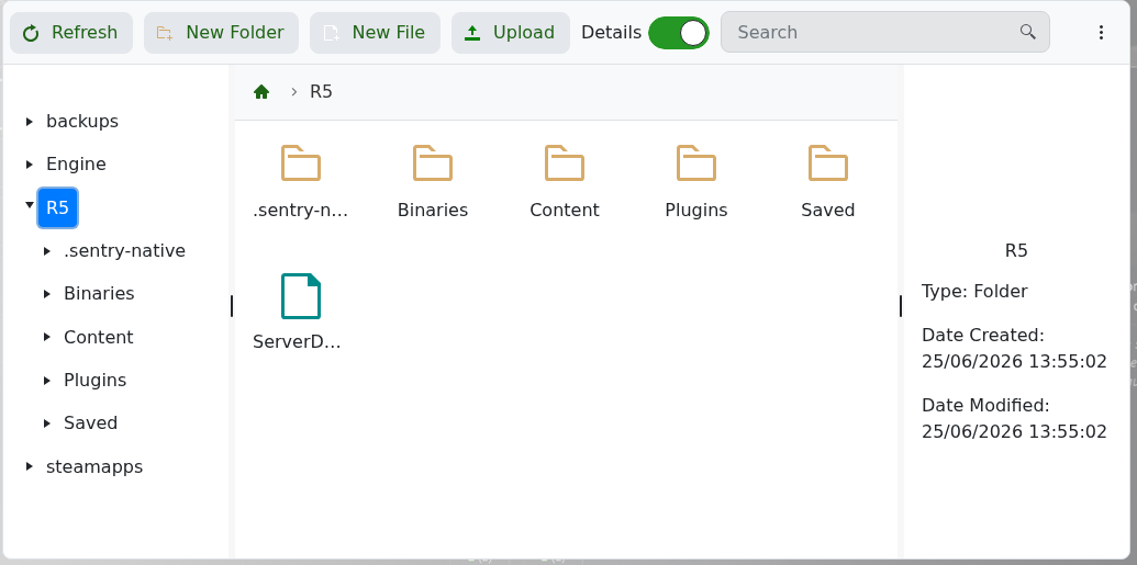 Windrose R5 folder in File Manager