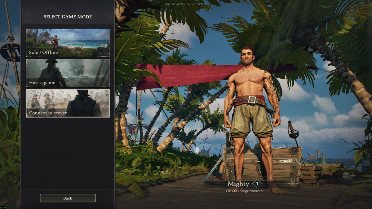 Windrose Select Game Mode screen with Connect to server selected